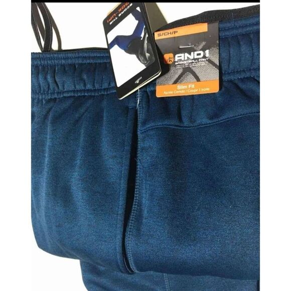 AND1 Basketball Pants Blue Pockets Media Pocket Adjustable Waist and Cuff Differ - Picture 4 of 10